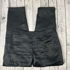 WOMYN Black Satin Utility Jogger Pants